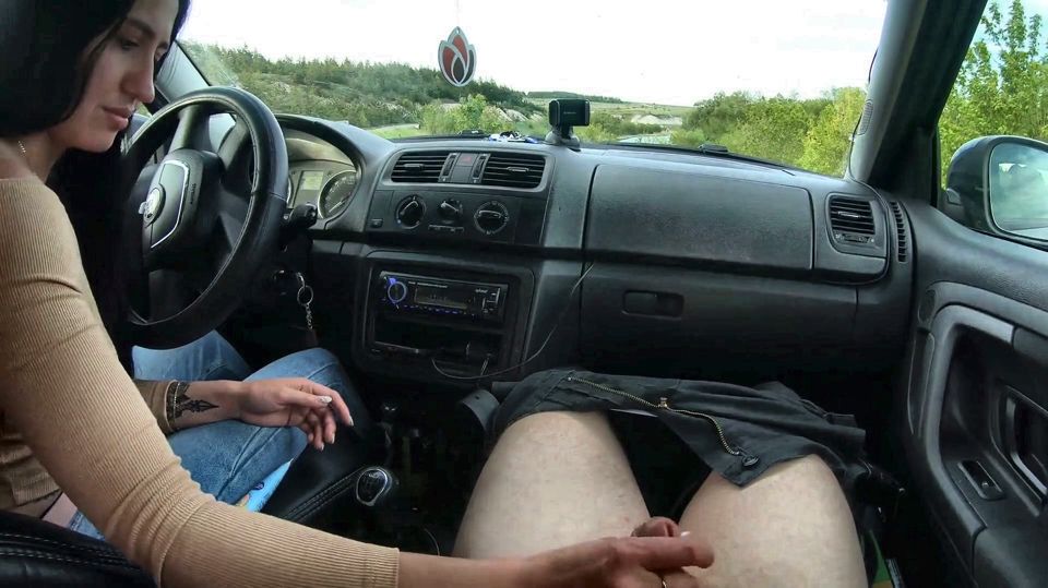 remastered Nervous Risky Car Handjob on the Road