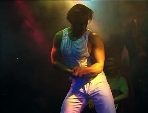 Girl getting wet from his dancing