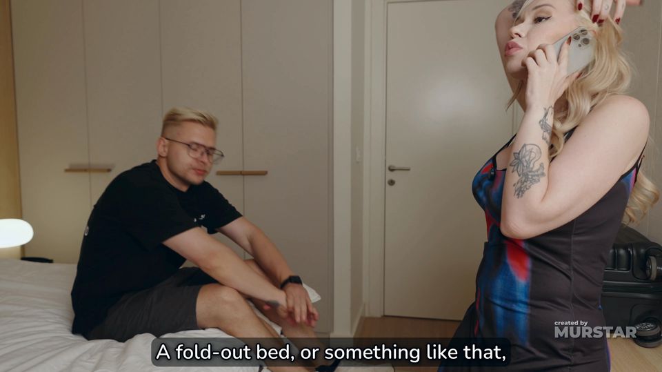 Oil Massage on a Shared Hotel Bed Step Mom Drops Her Straps for Step Son