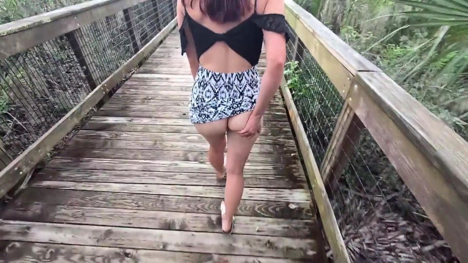 POV Redhead Flashing and Sex Outdoor