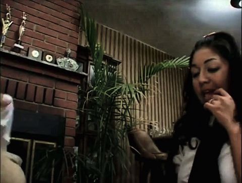 Sexy young Latina rides stud's thick cock reverse cowgirl