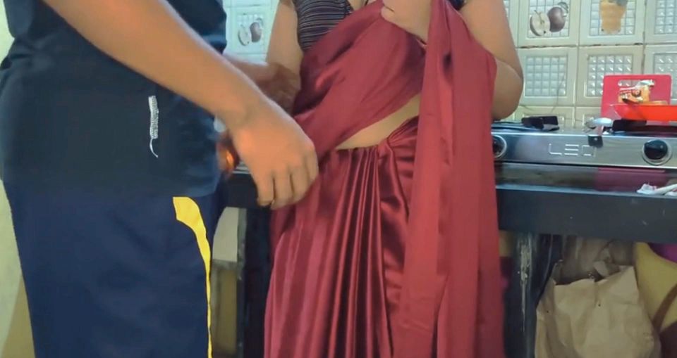 Desi aunty in kitchen our husband talking sex then cumshot in kitchen