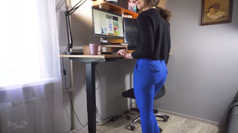 Office Secretary Teases Panty Line Till Takes off Pants