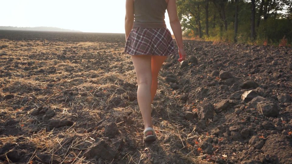 Watching College Girl Walks Outdoors - Full Back Panties