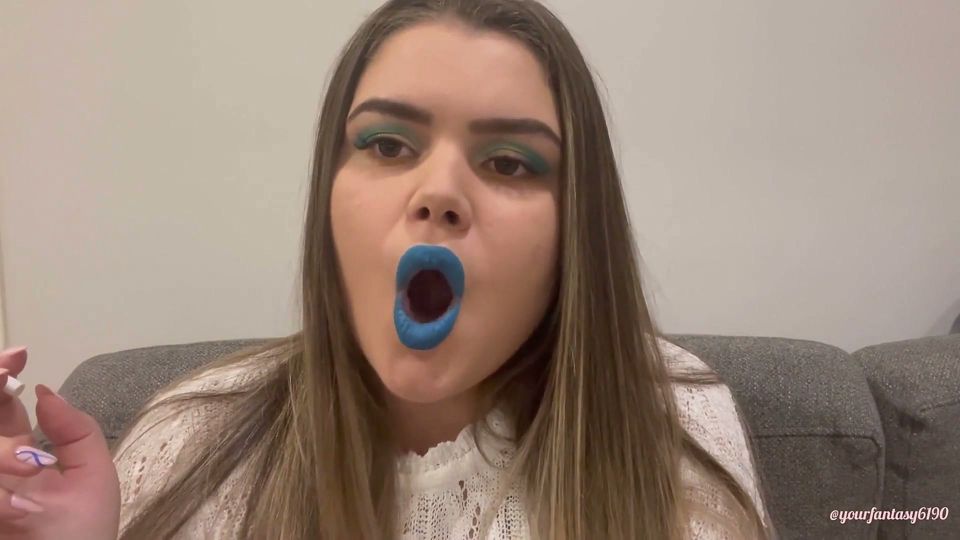 Play with smoke with light blue lipstick