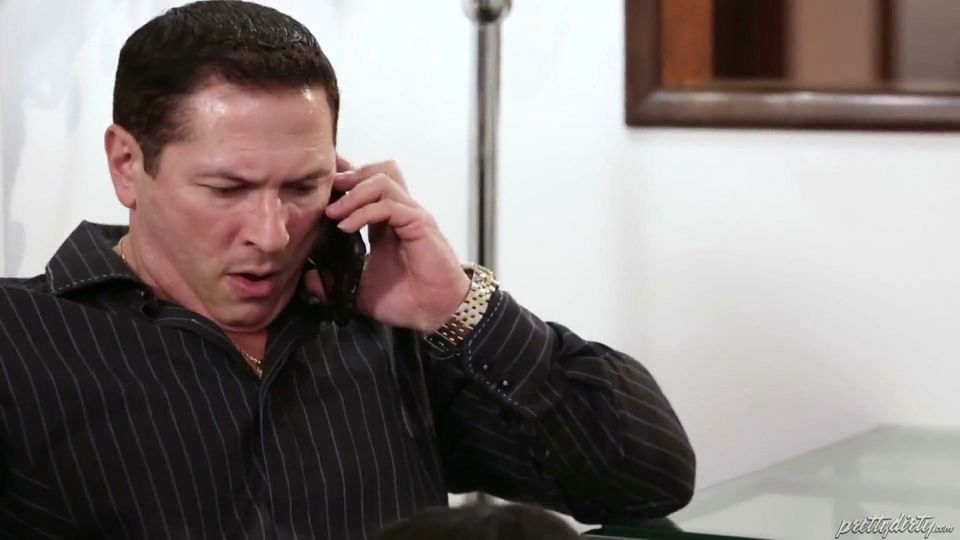 Naughty Maya Bijou Teases & Distracts Stepdad on Phone by Sucking His Dick Until He Fucks Her Pussy