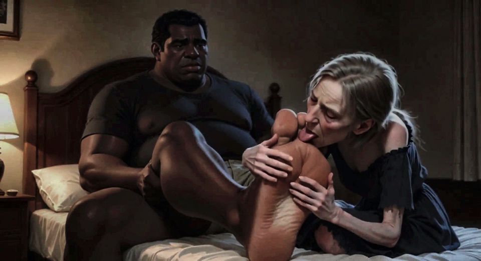 Old Granny Foot Slave Worshipping Giant Black Man - Extremely Aroused