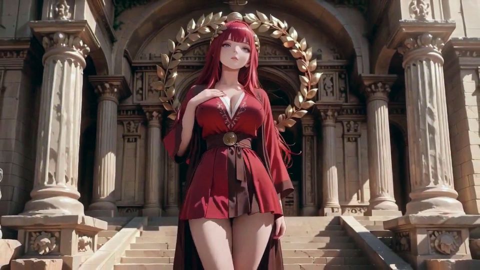 Epic Stone Steps Vs Intimate Bedroom Contrast, Red off-shoulder Skirt Legs Spread Wide, Lazy Glance Ignites Desire!