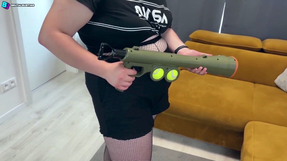 Flying Purple Testicles! Total Devastation of His Crotch with Her Power