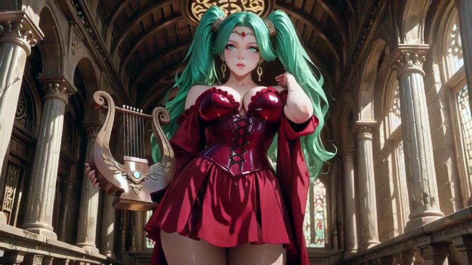 Green-haired Warlock! Red Battle Armor in the Classical Arcade, Slit Skirt Teasing Every Move