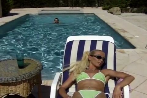 Perfect Petite Teen From France Sucking and Riding Cock at Pool