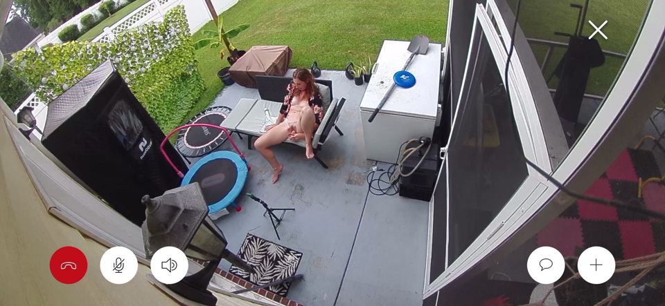 MILF caught masturbating in backyard