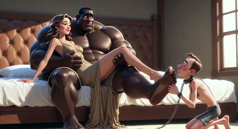 Married Slave Licks Wife's Dirty Feet in Front of Her - Foot Worship