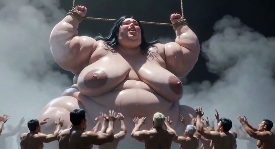 Giant SSBBW Tied up - Tiny Men Exploring Deep Inside Her Wet Cunt