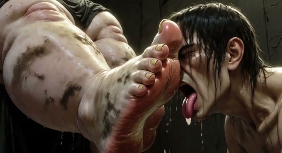 Giantess Massive SSBBW Foot Worship - Male Slave Licking Her Big Feet