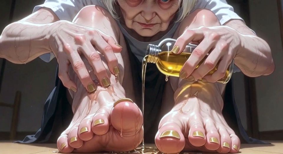 87 Year Old Granny Sensual Foot Oil Massage - Gorgeous Feet & Nails
