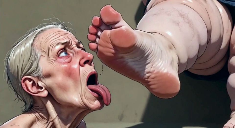 Old Granny Sucking Fat BBW Feet - Extremely Horny Foot Worship