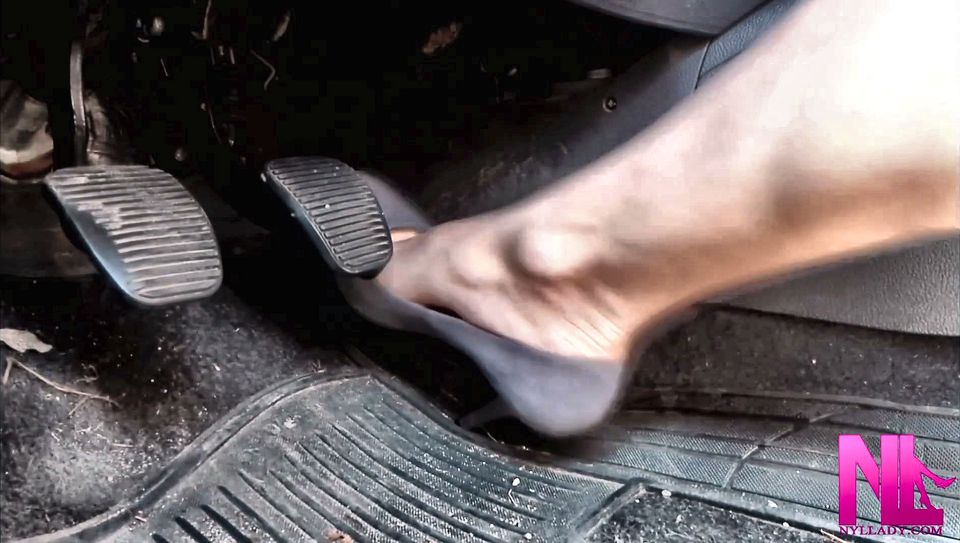 Cool Barefeet Revving in My Grey Suede Pumps